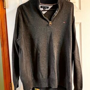 Tommy Hilfiger Men's Charcoal Zip-Neck Sweater